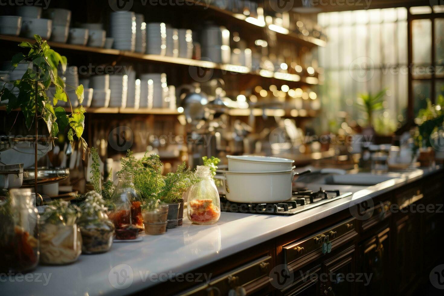 pacífico situación de el tarde en el cocina ai generado foto