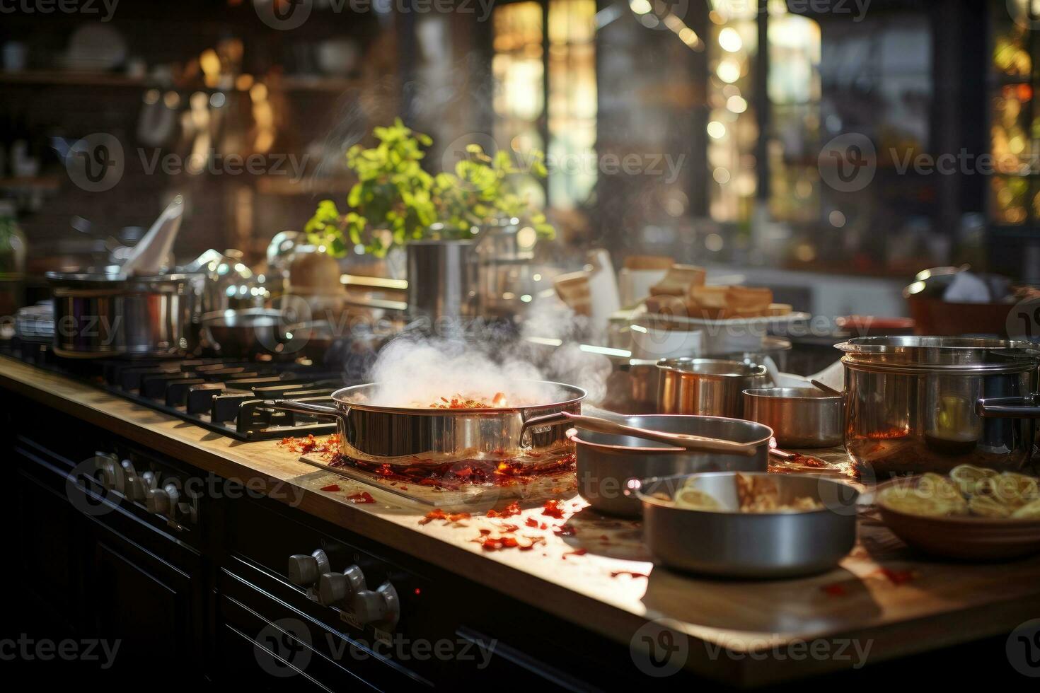 pacífico situación de el tarde en el cocina ai generado foto