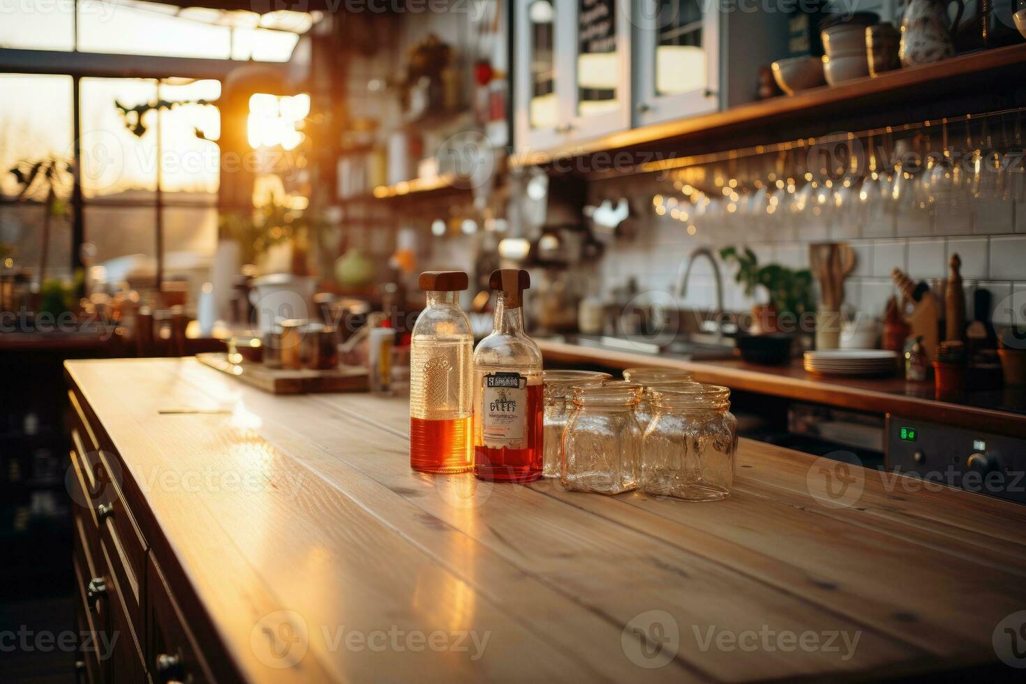 peaceful situation of the afternoon in the kitchen AI Generated photo