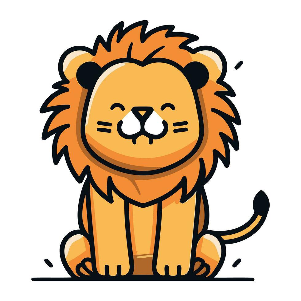 Cute cartoon lion. Vector illustration isolated on a white background.