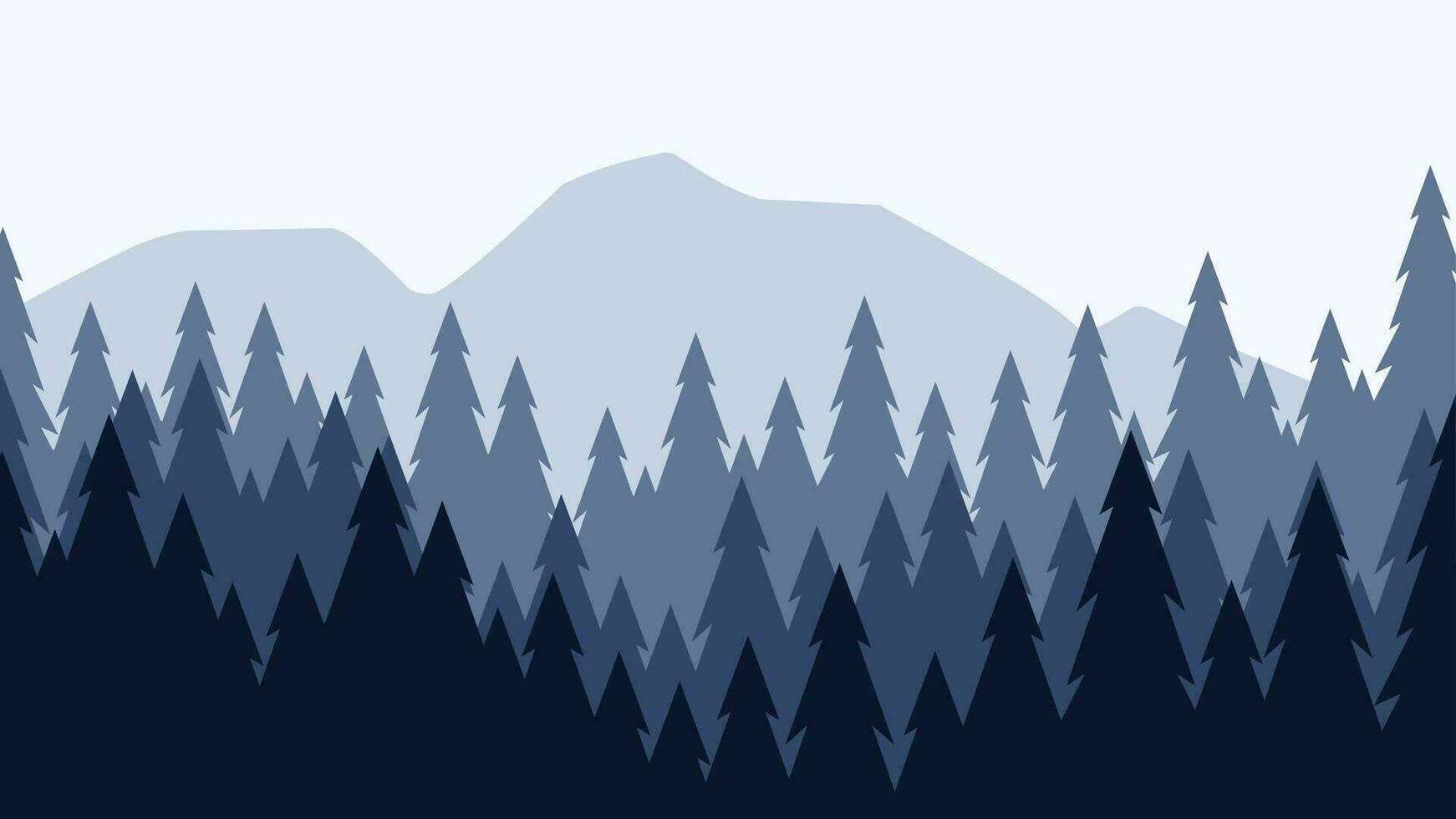 pino bosque paisaje vector ilustración. silueta de conífero árbol en el colina. pino bosque paisaje para fondo, fondo de pantalla o aterrizaje página