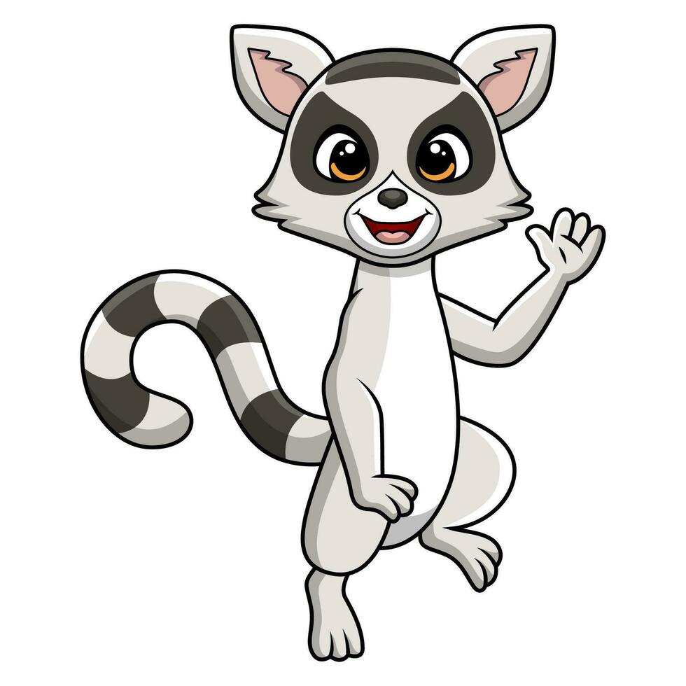 Cute lemur cartoon on white background vector