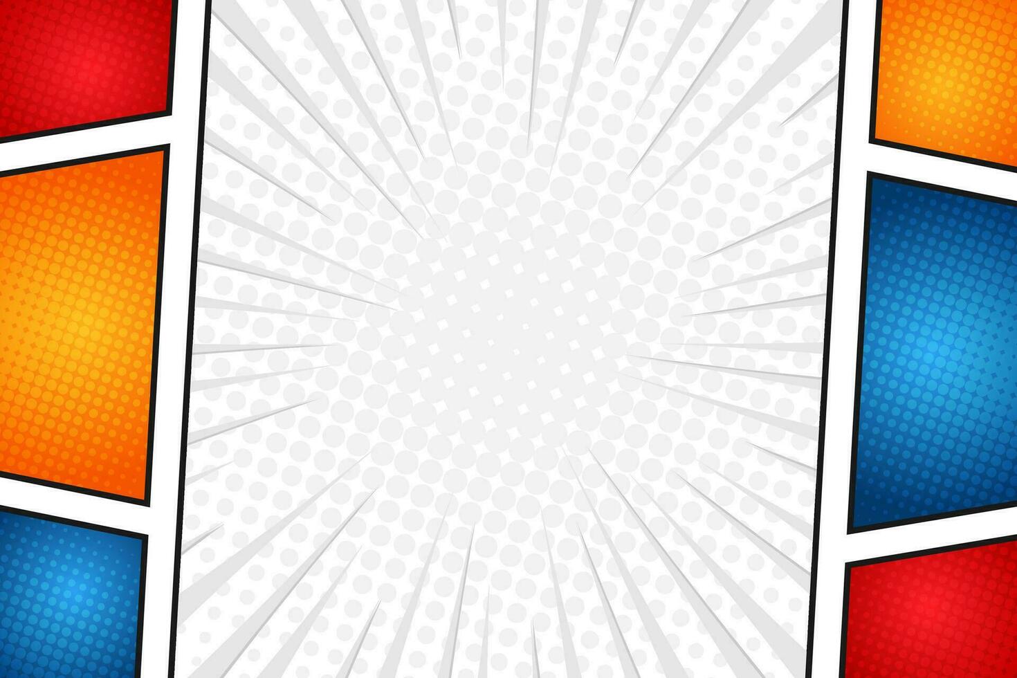 Blank halftone comic pop art frame background template vector