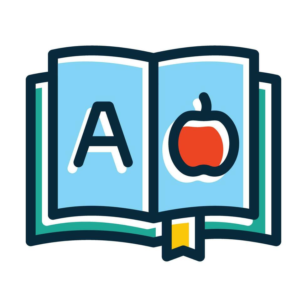 Childrens Book Vector Thick Line Filled Dark Colors