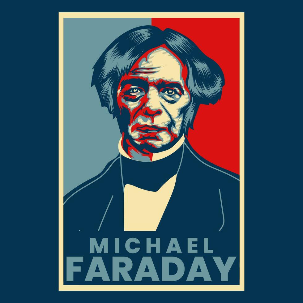 Miguel faraday propaganda estilo póster vector ilustración