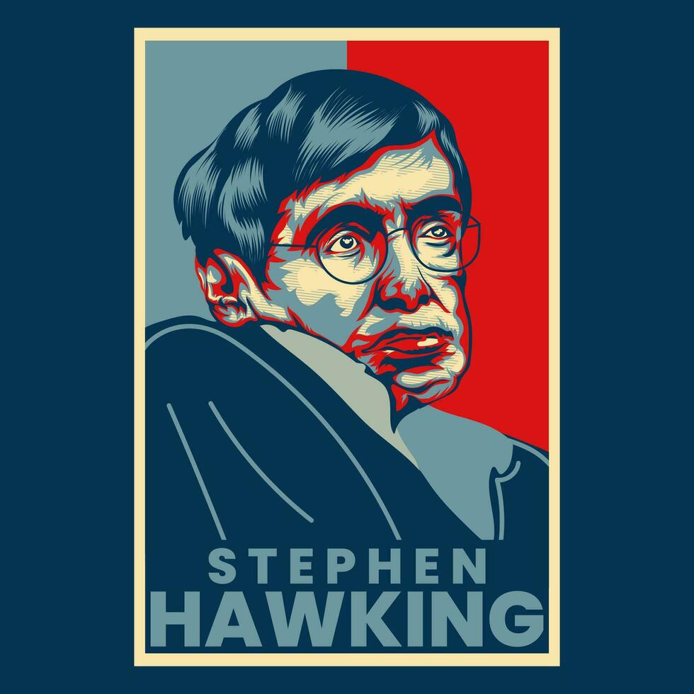 Stephen Hawking Propaganda Style Poster Vector Illustration