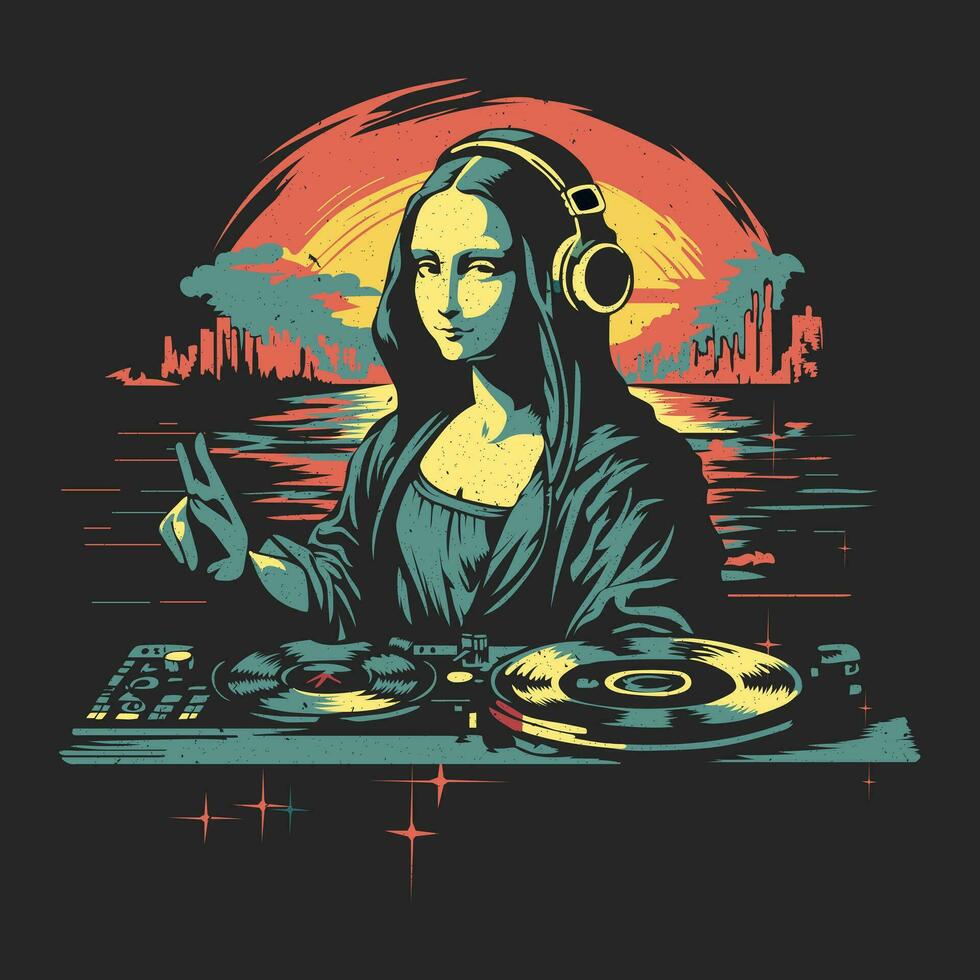 DJ mona Lisa diseño vector ilustración