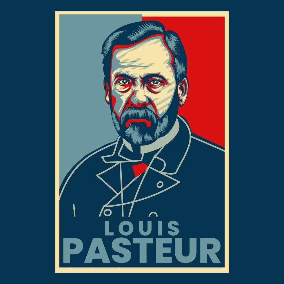 Luis pasteur propaganda estilo póster vector ilustración