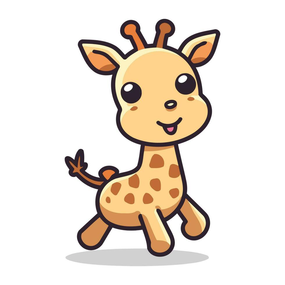 Cute Giraffe Cartoon Mascot Character Vector Illustration.