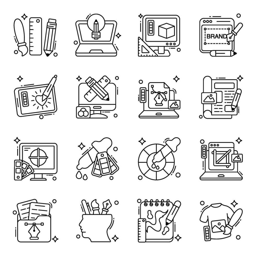 Pack of Design Tools line Icons vector