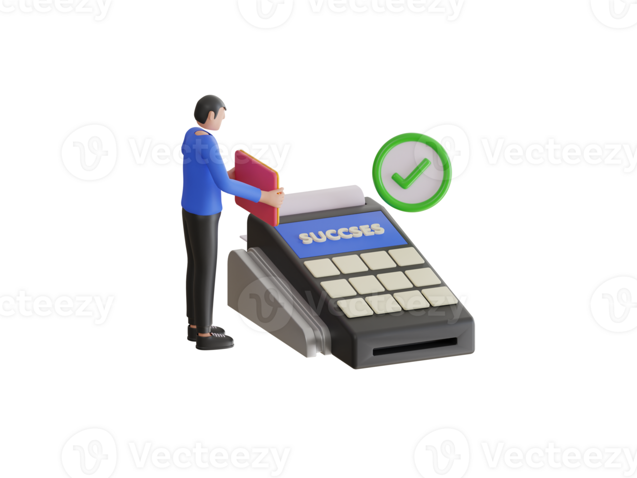 3d illustration of wireless mobile payment by debit card. Contactless payment. 3D Payment Terminal with Card png