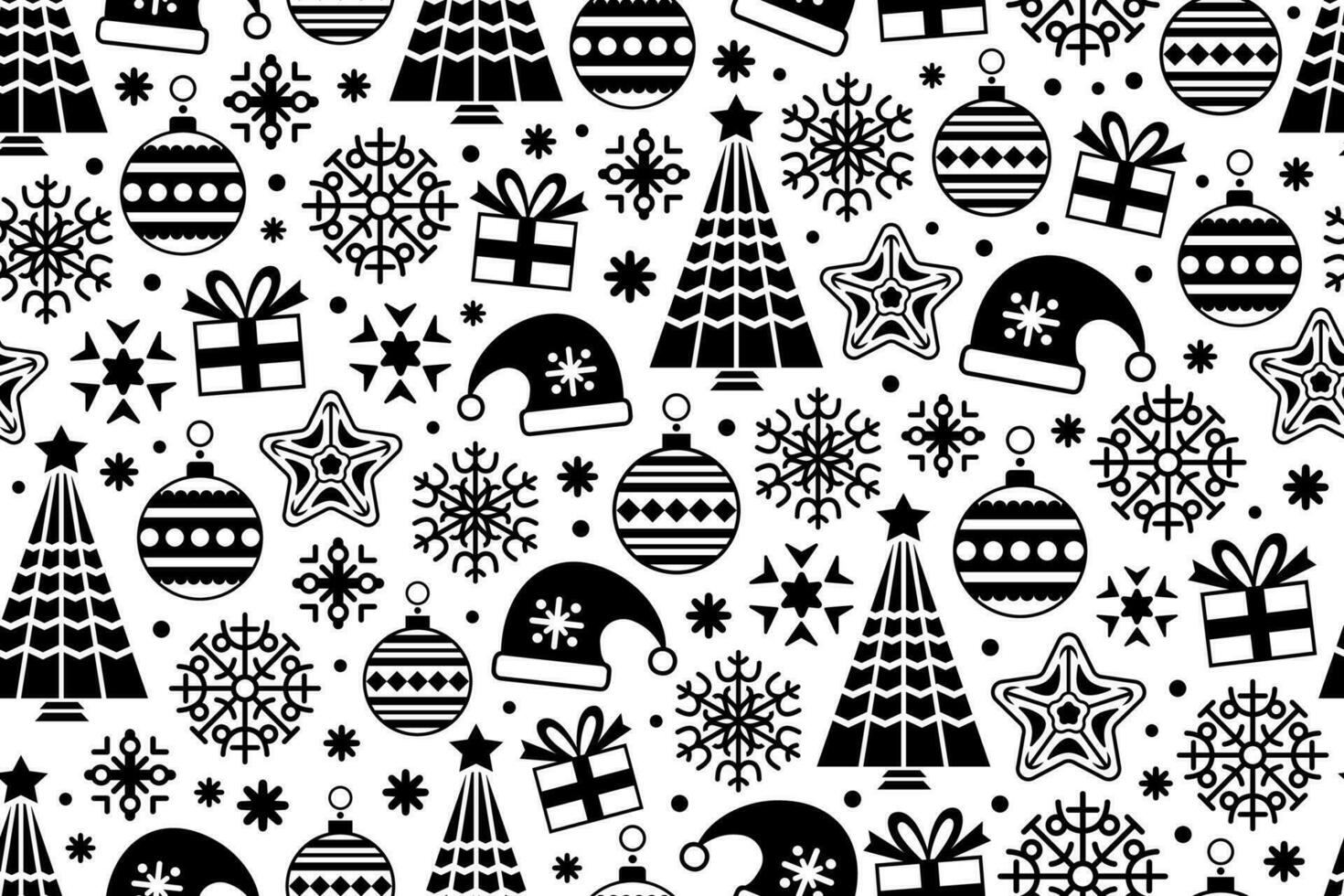 Seamless stylized, abstract Christmas pattern. Endless repeating pattern with Christmas design elements and decorations. vector