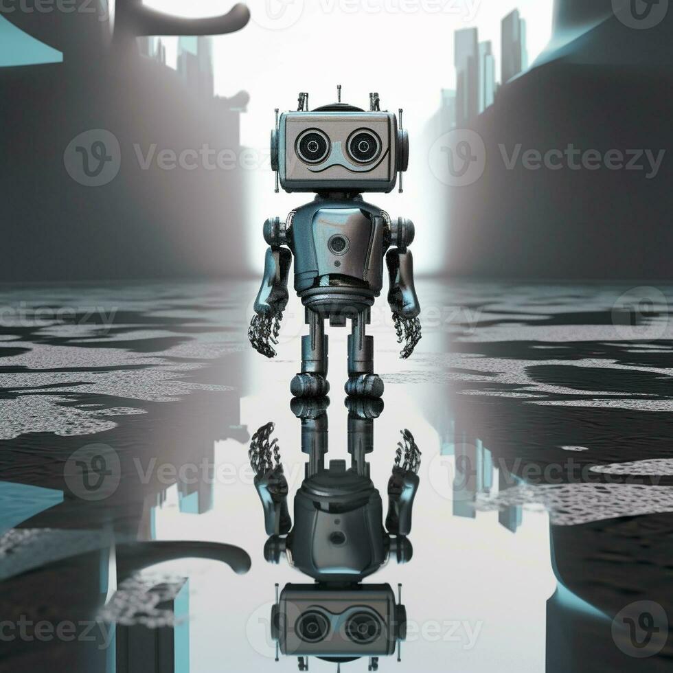 Generative AI futurim Robot With a Copy space photo