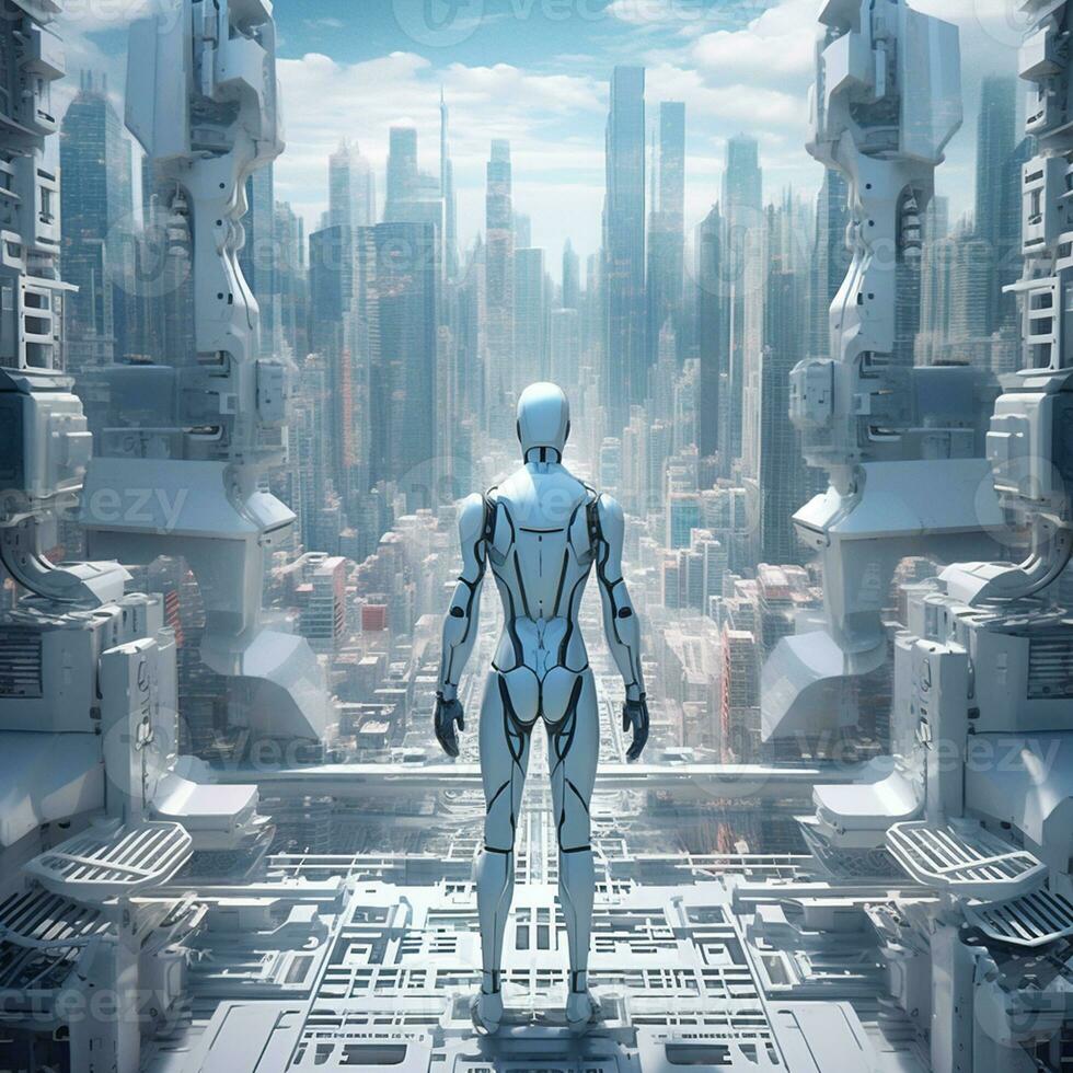 Generative AI futurim Robot With a Copy space photo