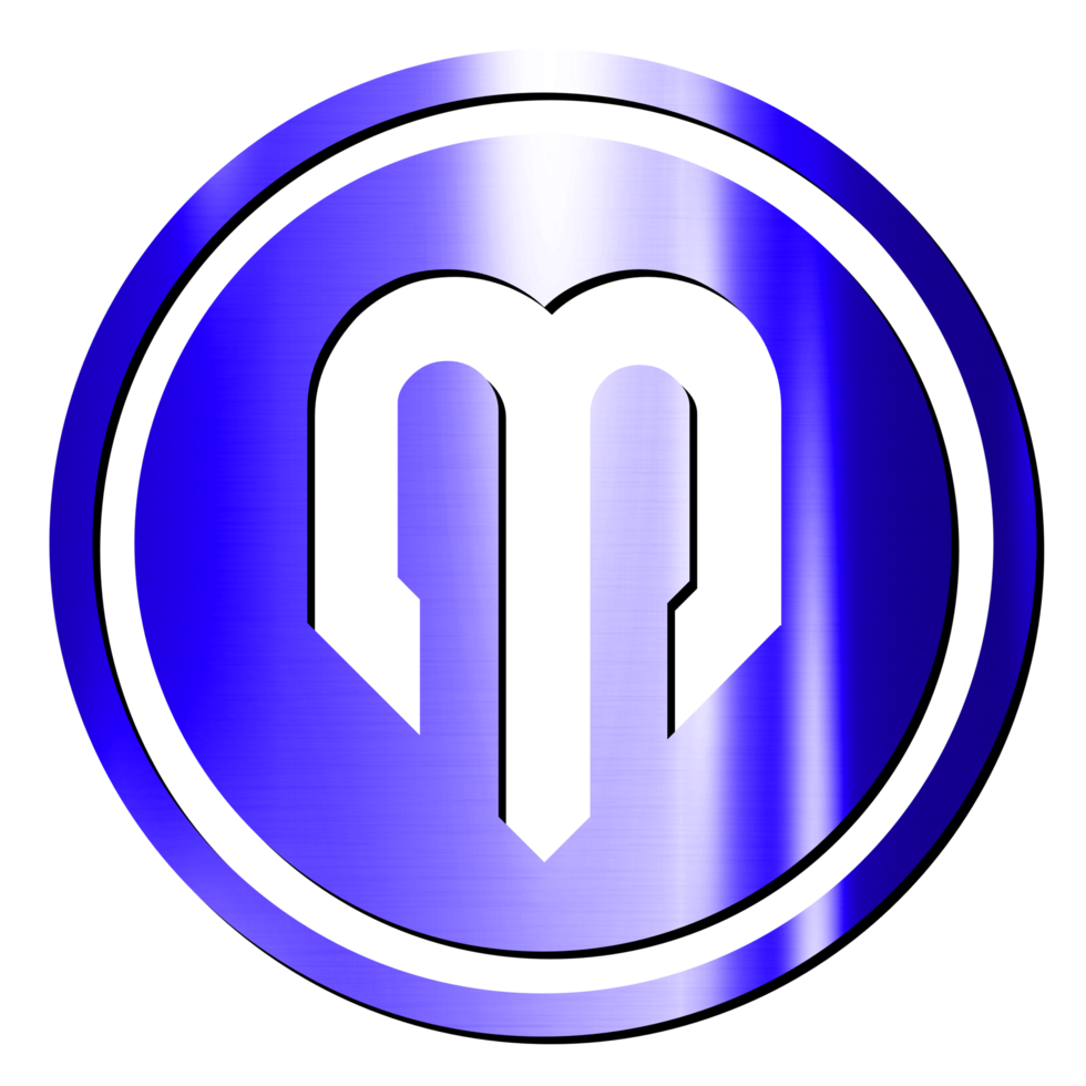carta m logotipo azul png