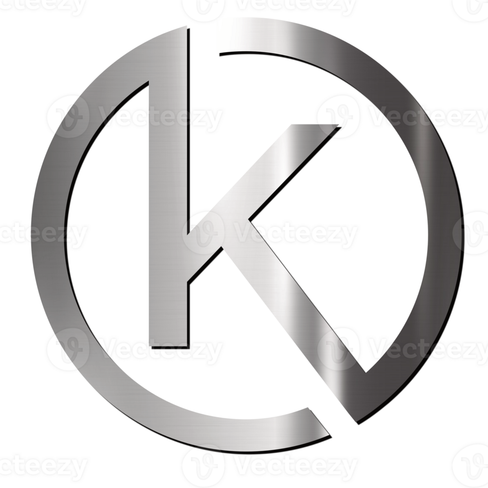 letter k logo metallic style png