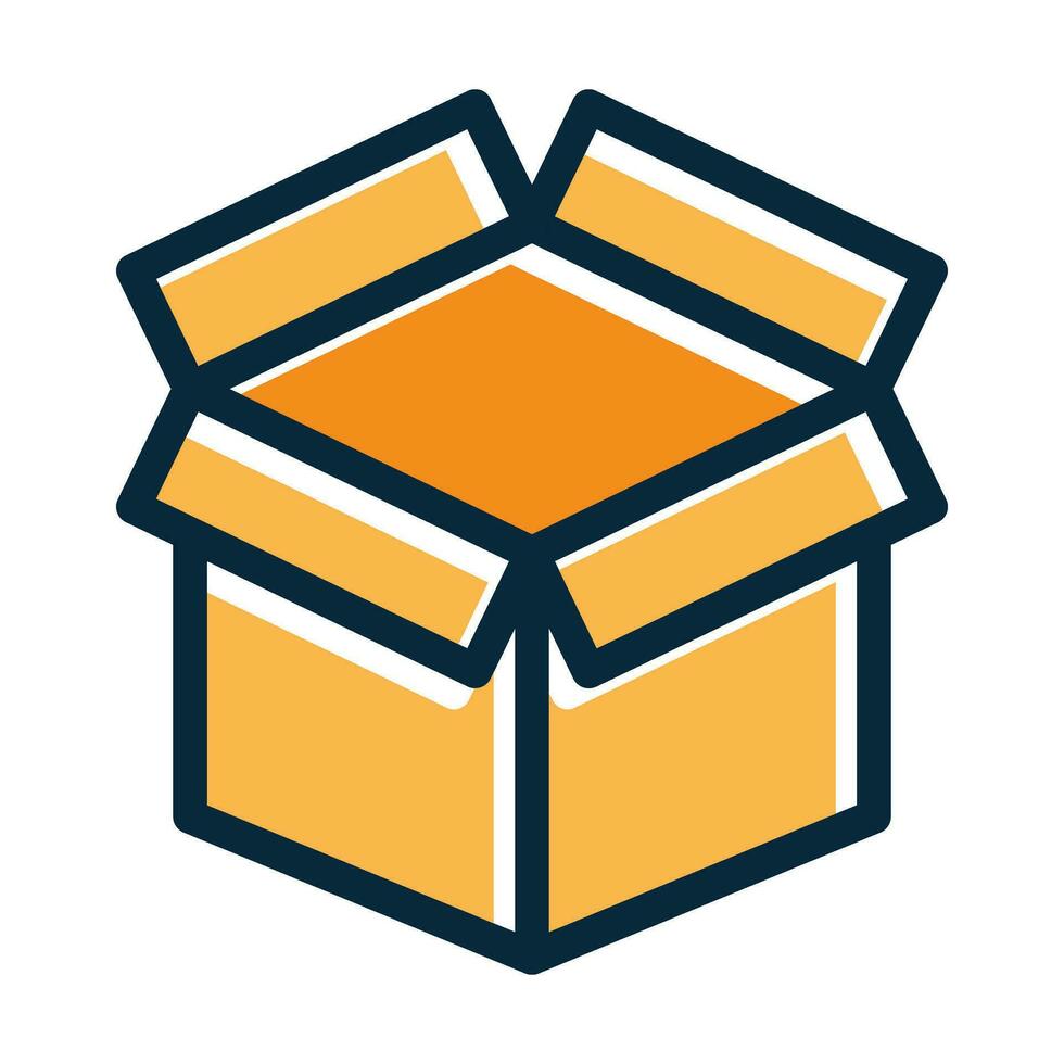 Open Box Vector Thick Line Filled Dark Colors
