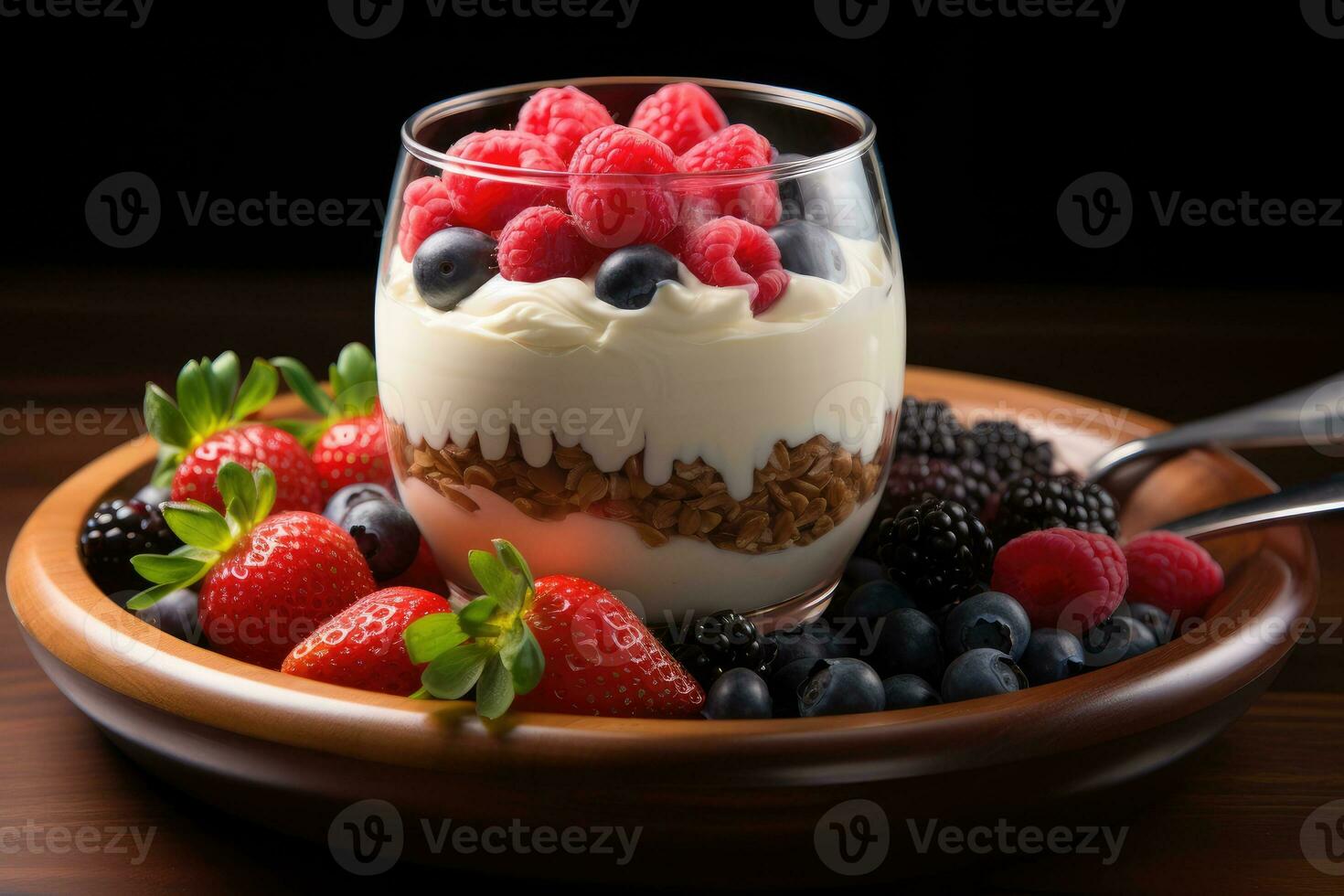 photo of cup of yogurt in indoor photo studio AI Generated