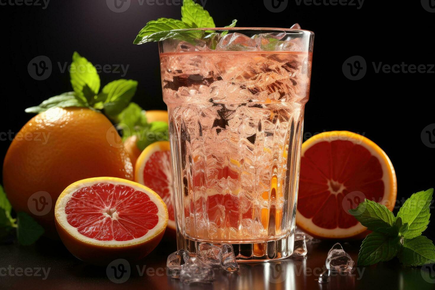 summer drink a drink with blood orange slices and ice AI Generated photo