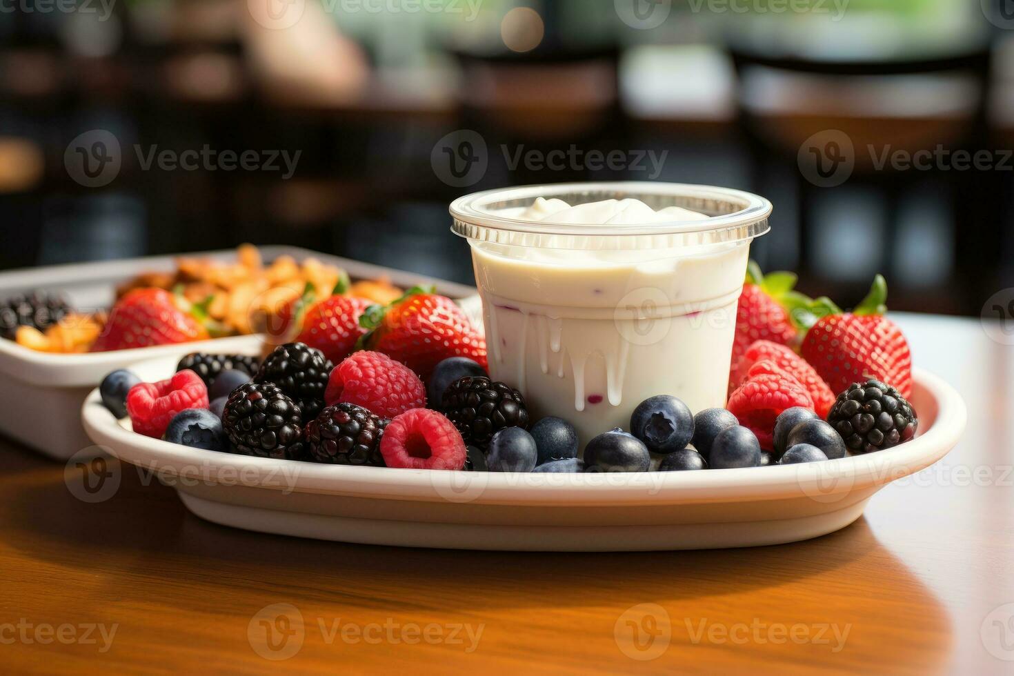 photo of cup of yogurt in indoor photo studio AI Generated