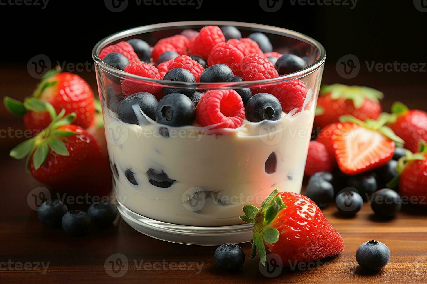 photo of cup of yogurt in indoor photo studio AI Generated