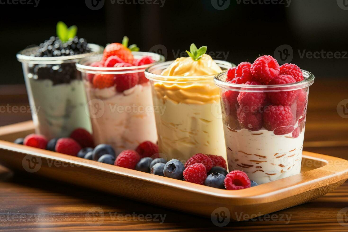 photo of cup of yogurt in indoor photo studio AI Generated