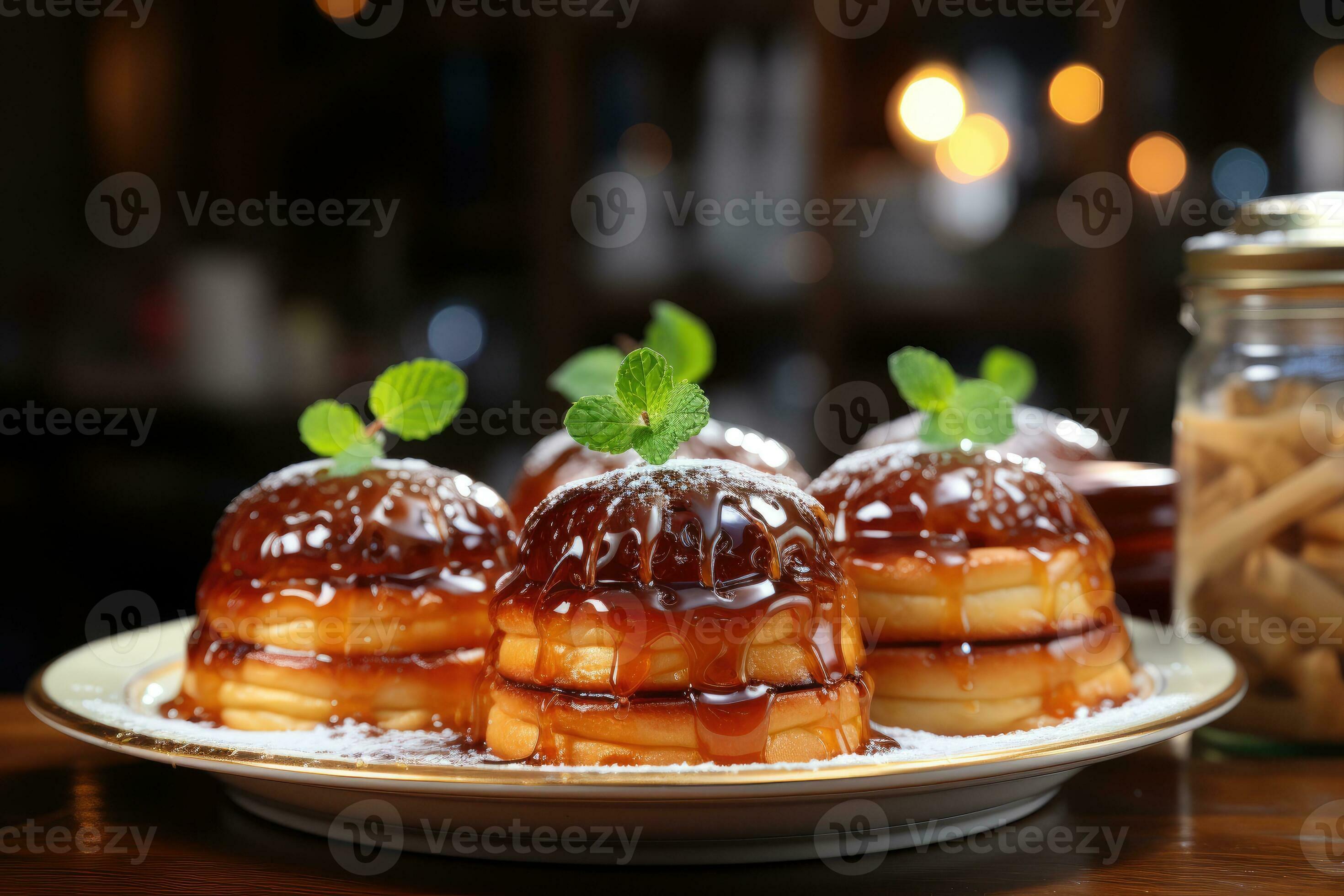 photos of tarts in indoor kitchen table photo studio AI Generated