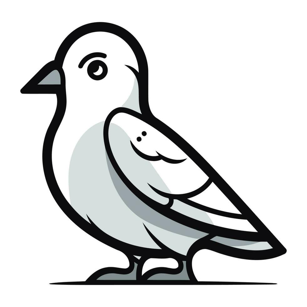 Vector illustration of a dove isolated on a white background. Cartoon style.