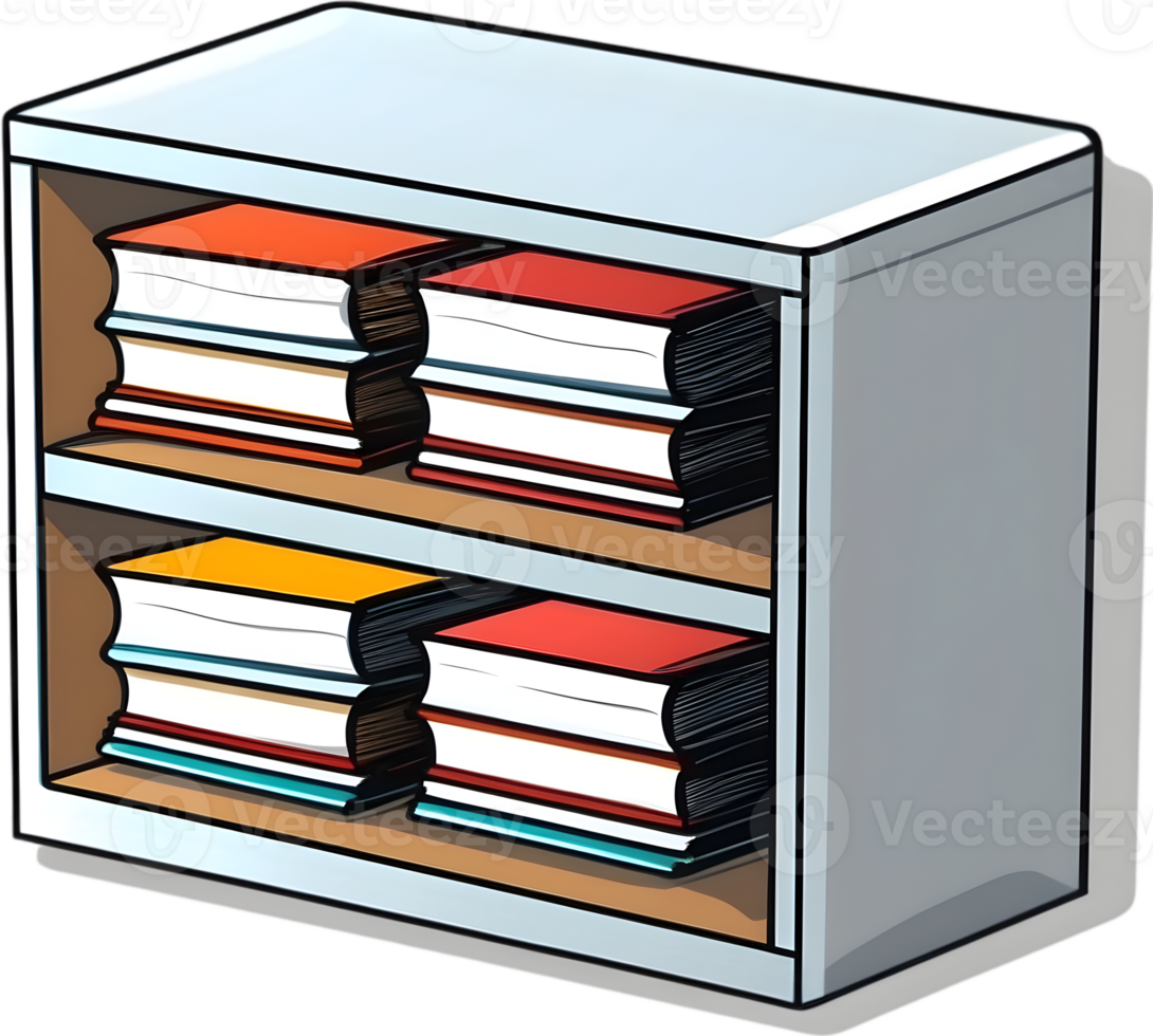 book shelf with books on it png ai generative