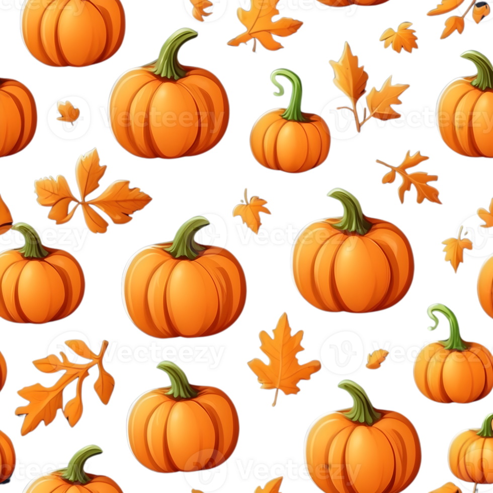 seamless pumpkin pattern with leaves and leaves ai generative png