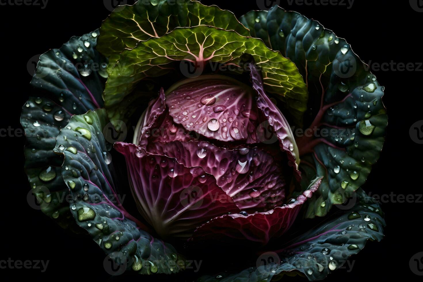 Cabbage on a black background. Neural network AI generated photo