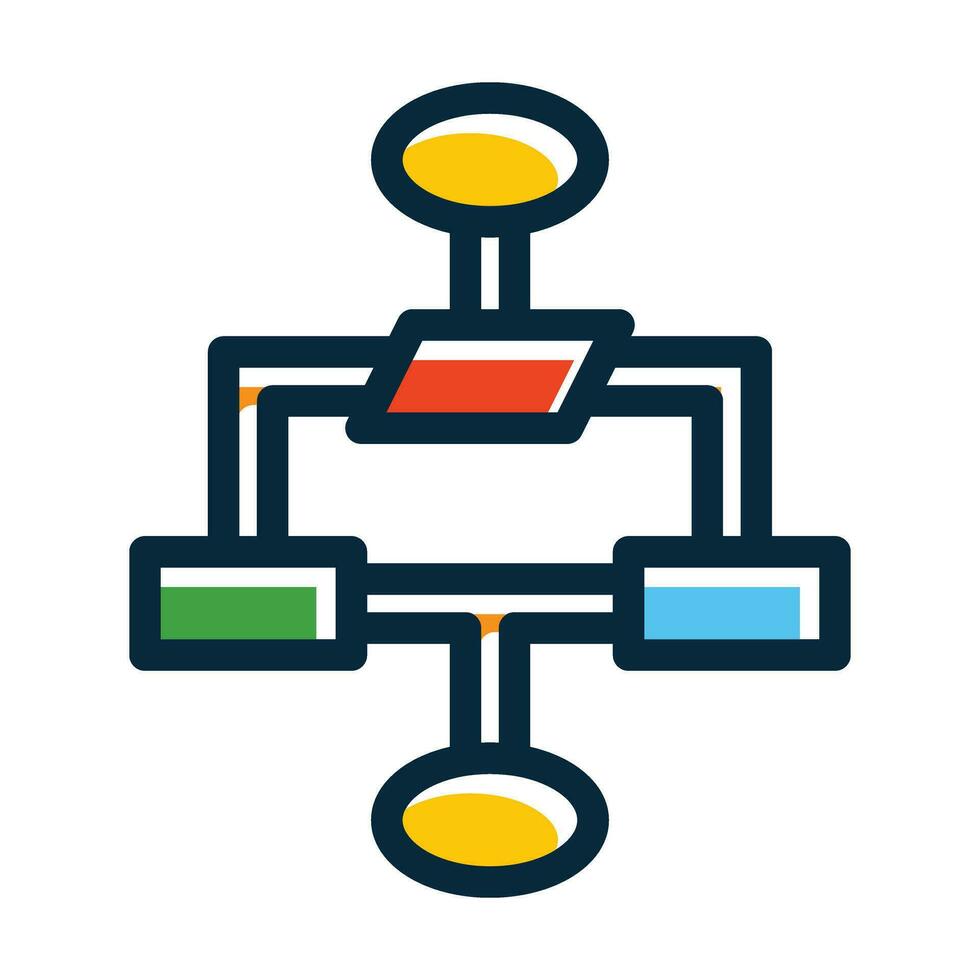 Flowchart Vector Thick Line Filled Dark Colors