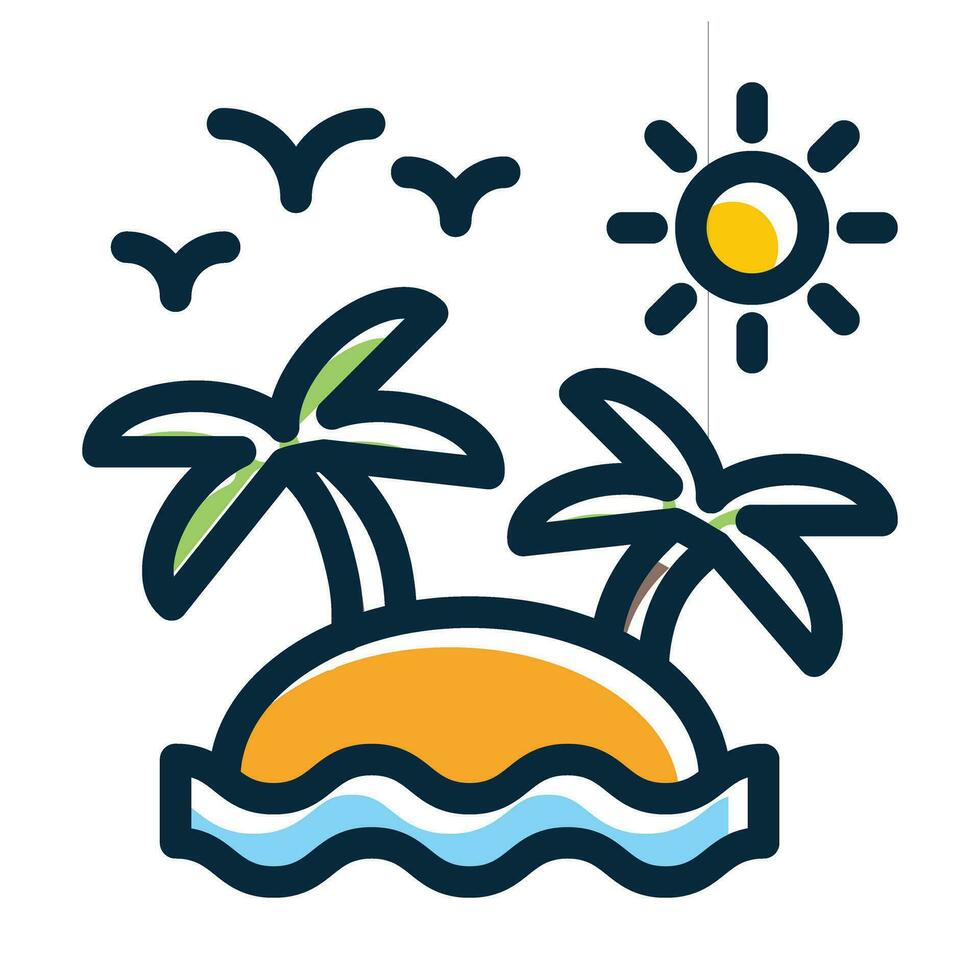 Island Vector Thick Line Filled Dark Colors