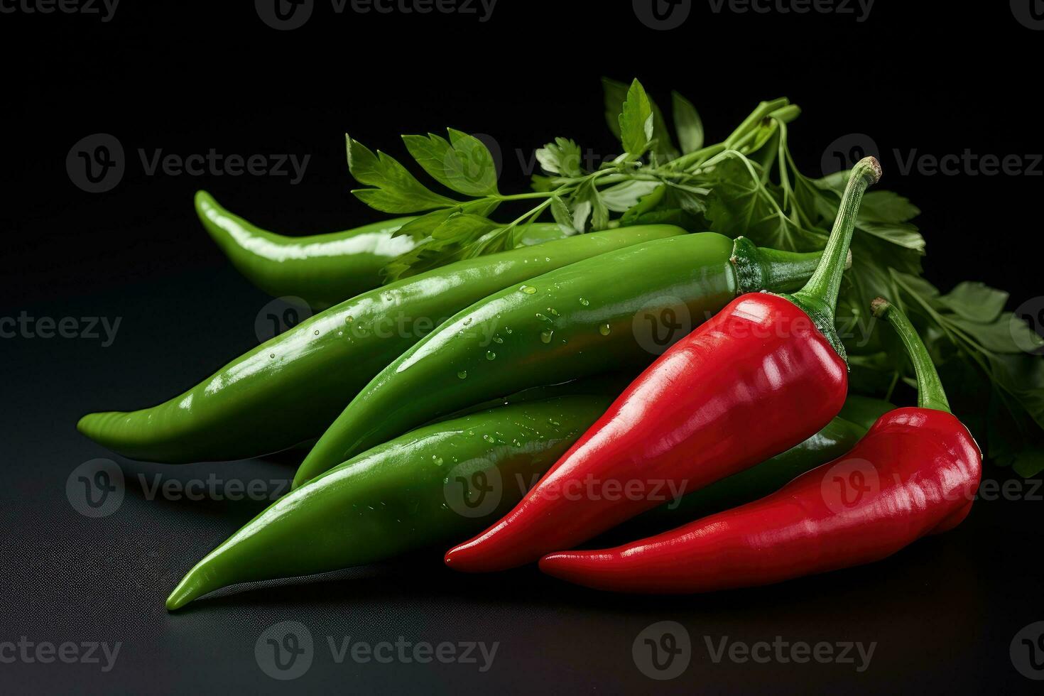 photos of red pepper green chilli in indoor photo studio AI Generated