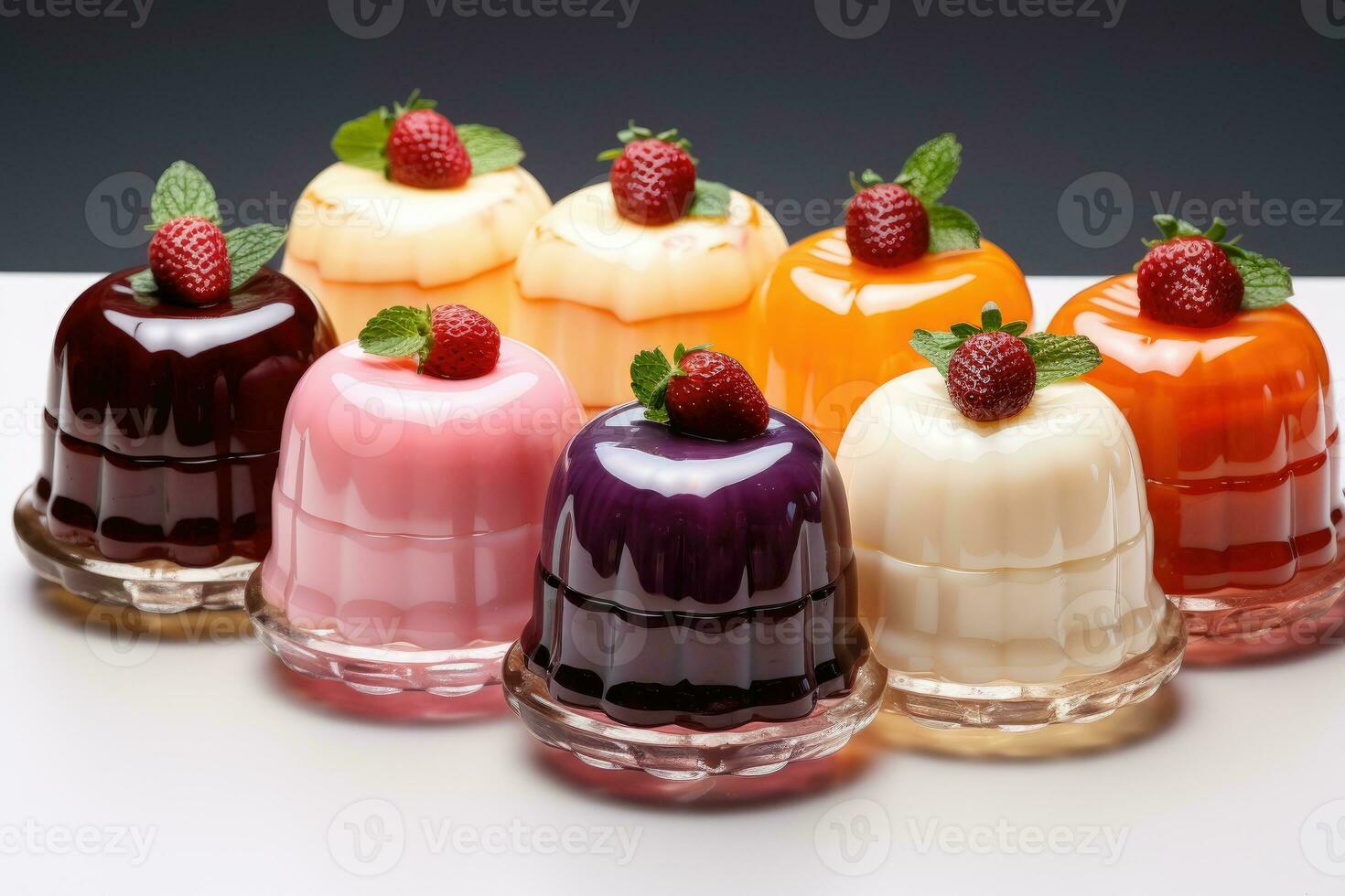photos of pudding jelly in indoor photo studio AI Generated