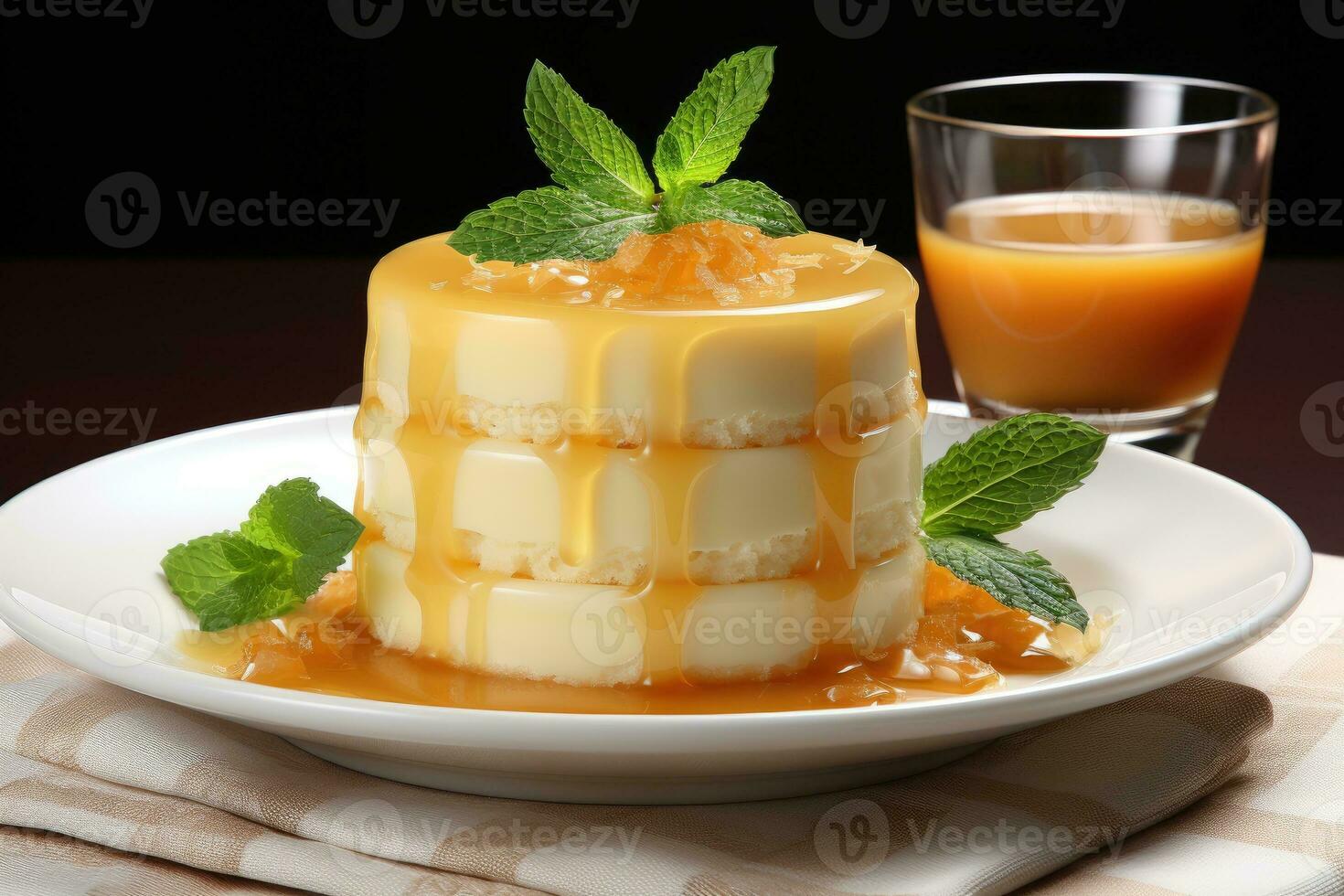 photos of pudding in indoor photo studio AI Generated
