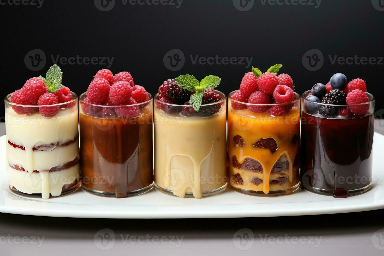 photos of pudding in indoor photo studio AI Generated