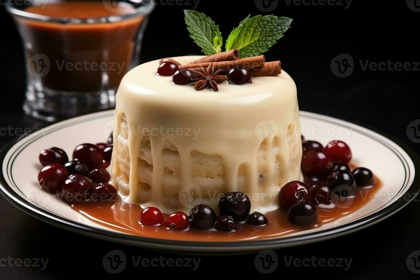 photos of pudding in indoor photo studio AI Generated