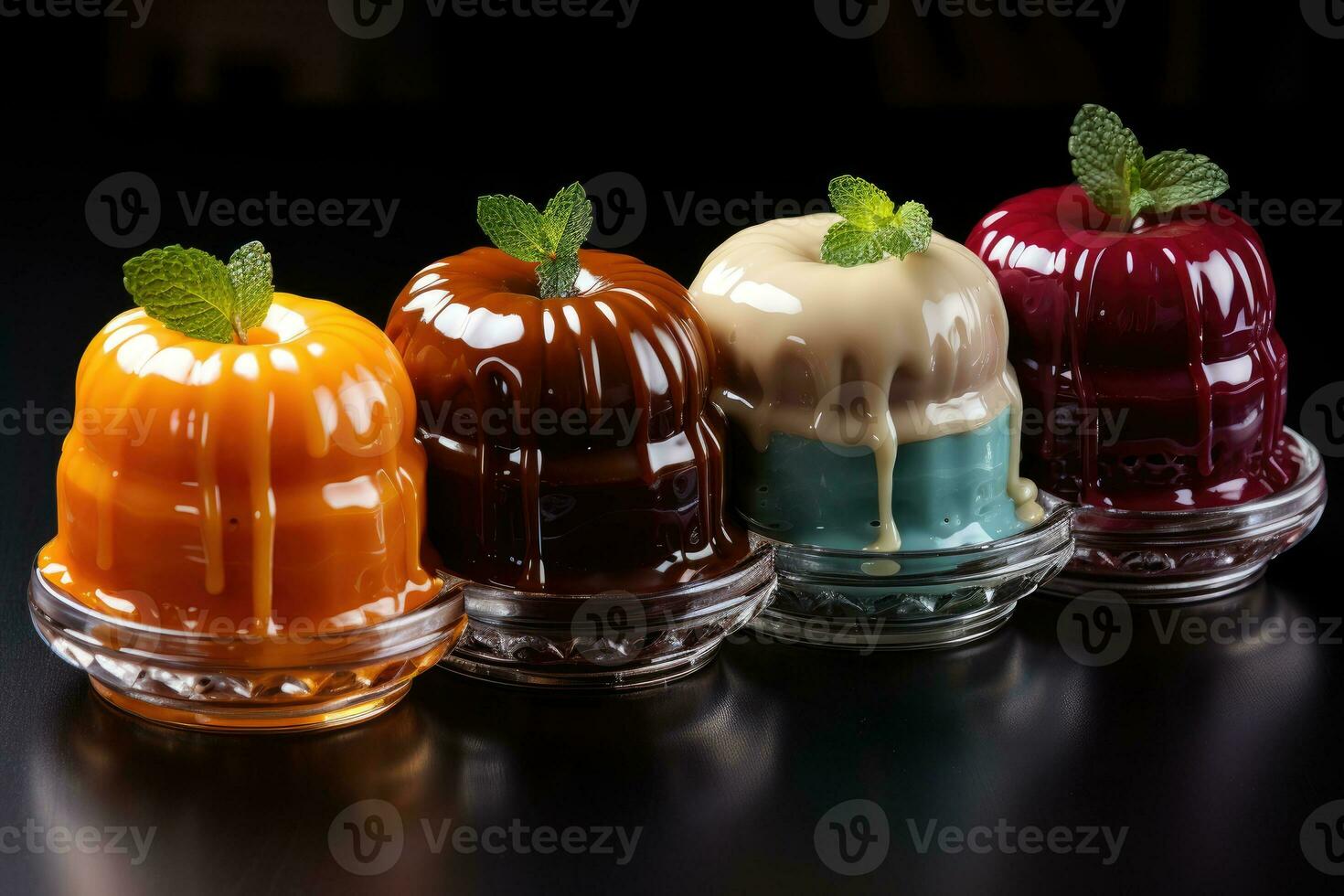 photos of pudding jelly in indoor photo studio AI Generated