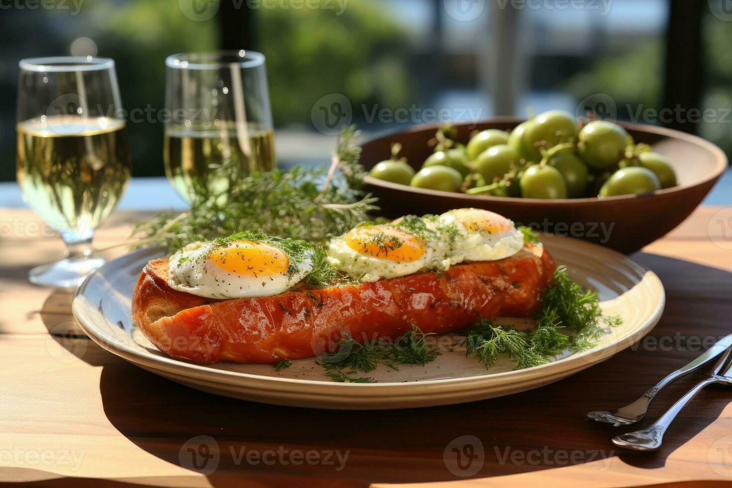 photos of breakfast in indoor kitchen table photo studio AI Generated