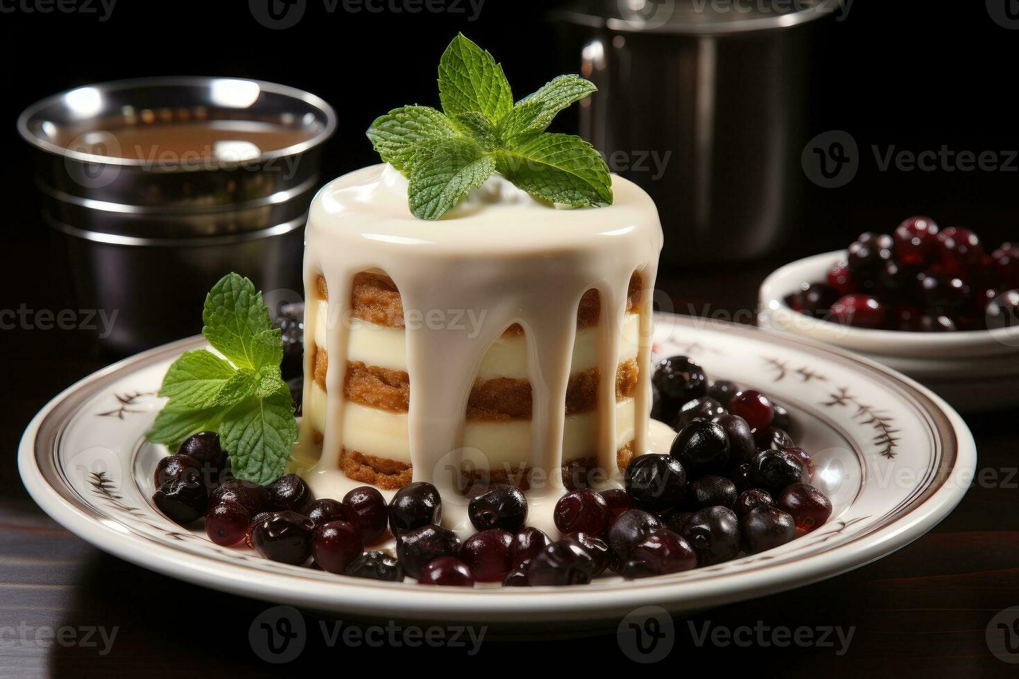photos of pudding in indoor photo studio AI Generated
