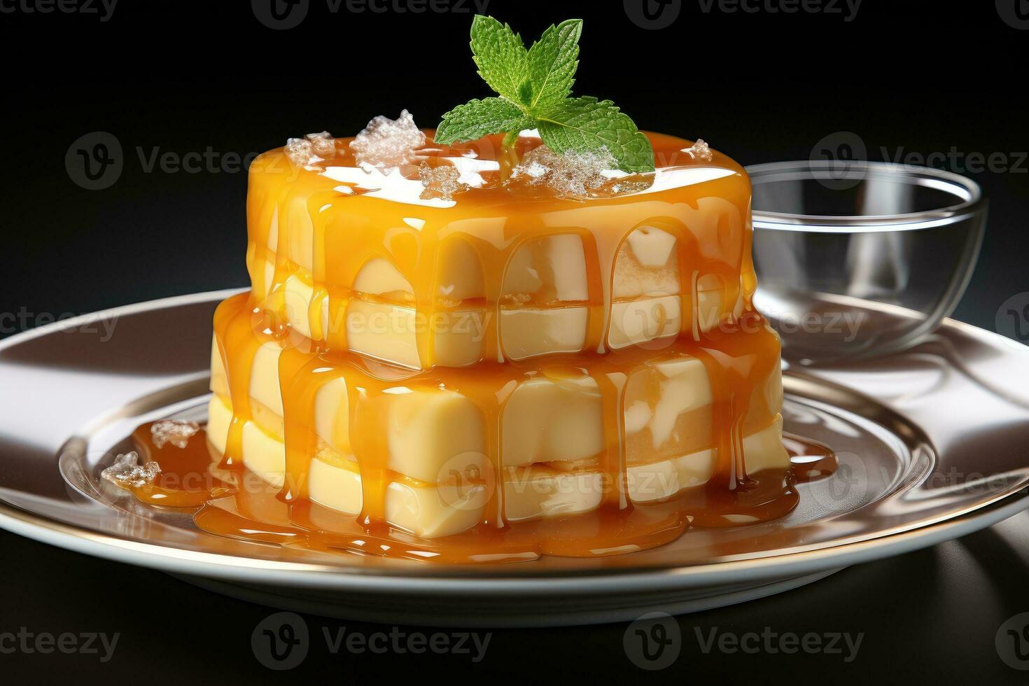 photos of pudding in indoor photo studio AI Generated