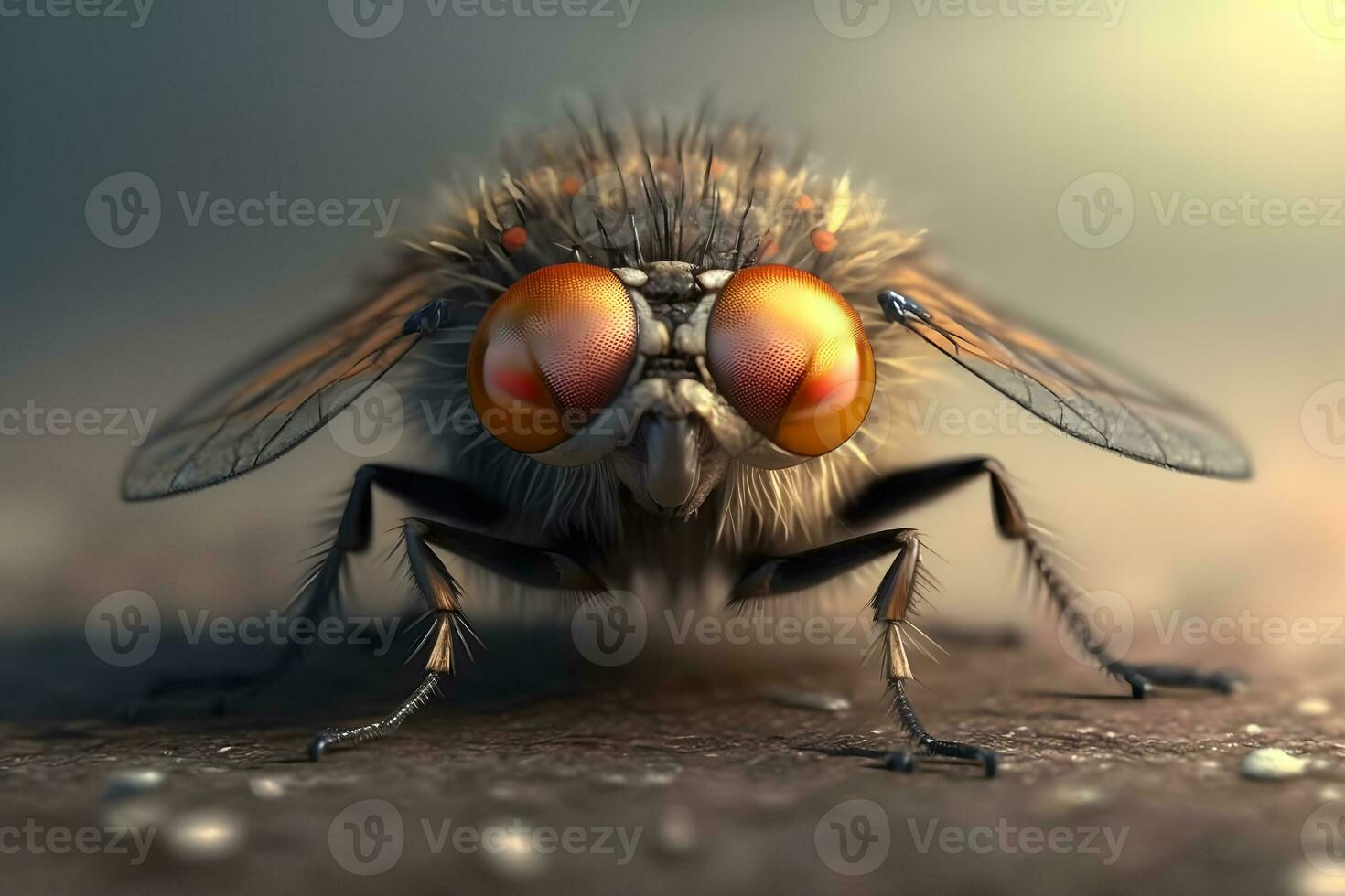 Exotic Drosophila Fruit Fly Diptera closeup. Neural network AI generated photo