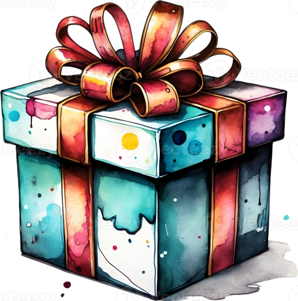 a gift box with a bow and paintbrush ai generative png