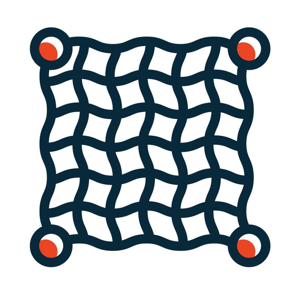 Fishing Net Vector Thick Line Filled Dark Colors
