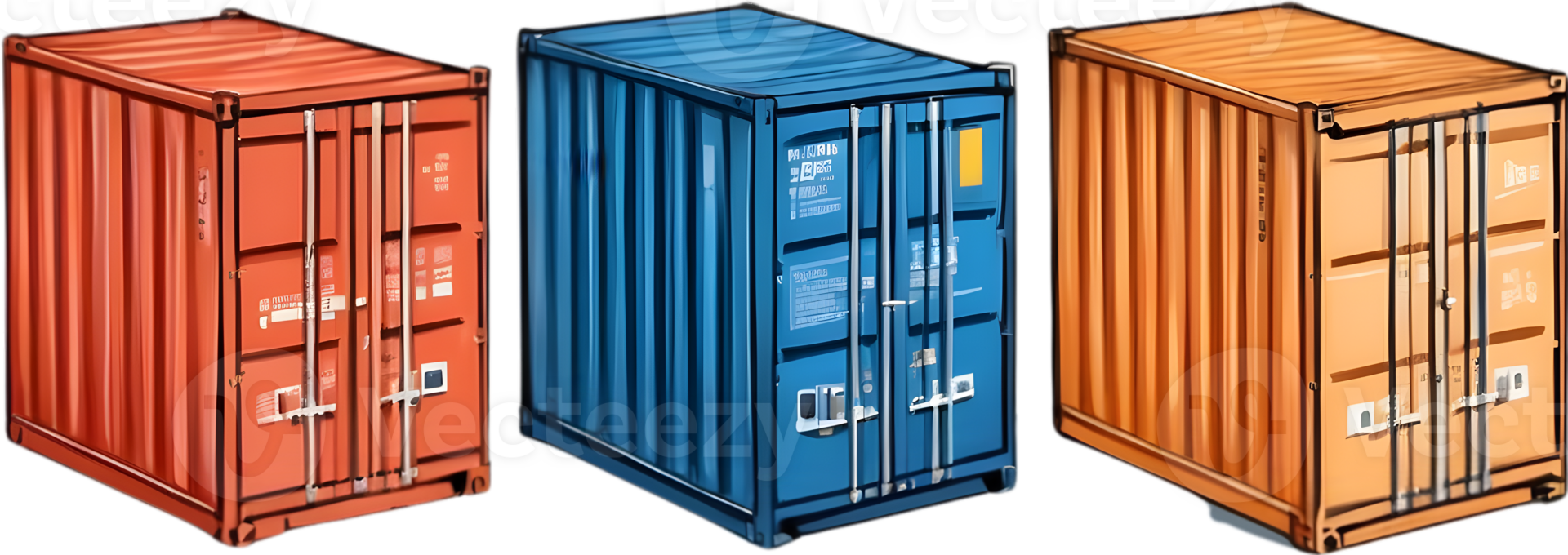 a set of different colored cargo containers ai generative png