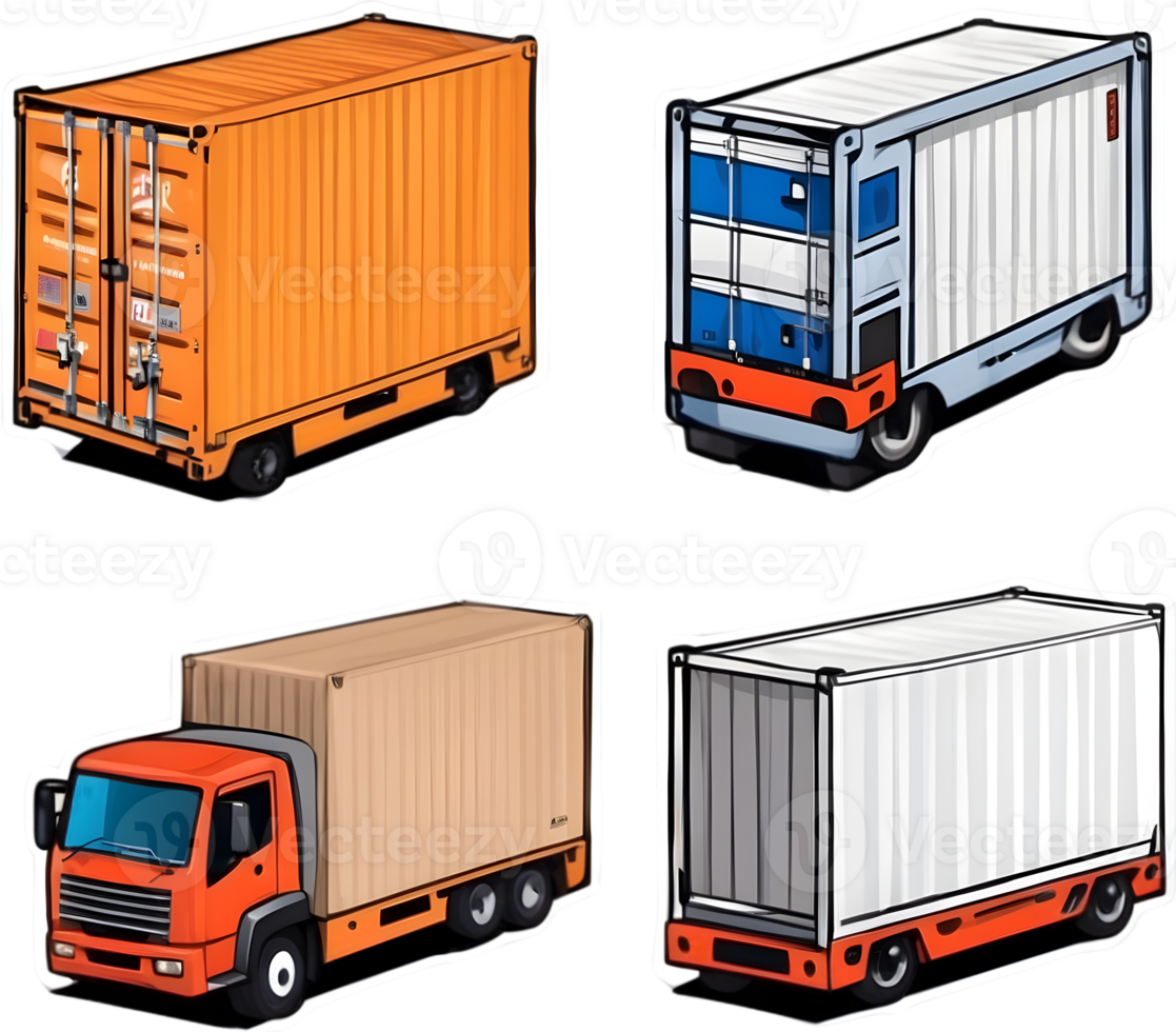 een reeks van verschillend gekleurde lading containers ai generatief png