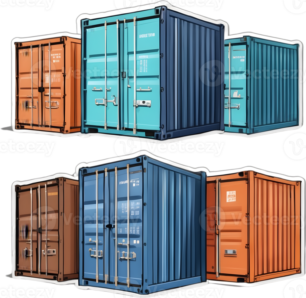 a set of different colored cargo containers ai generative png