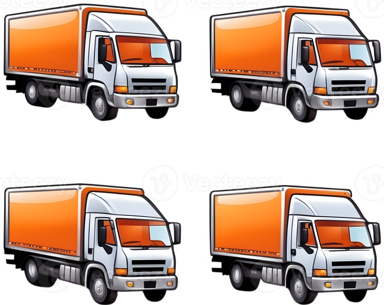 cartoon truck with a box on the back png ai generative