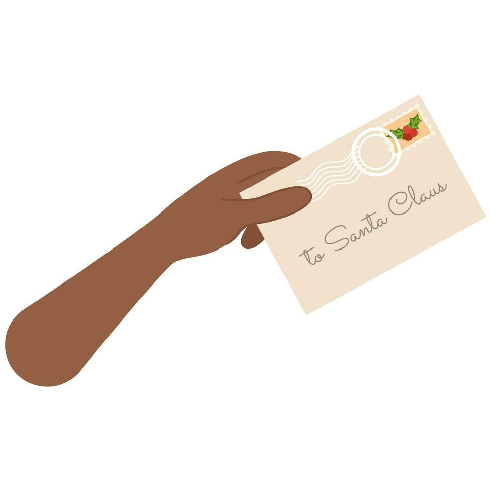 Hand holding a Christmas letter. Letter to Santa Claus vector